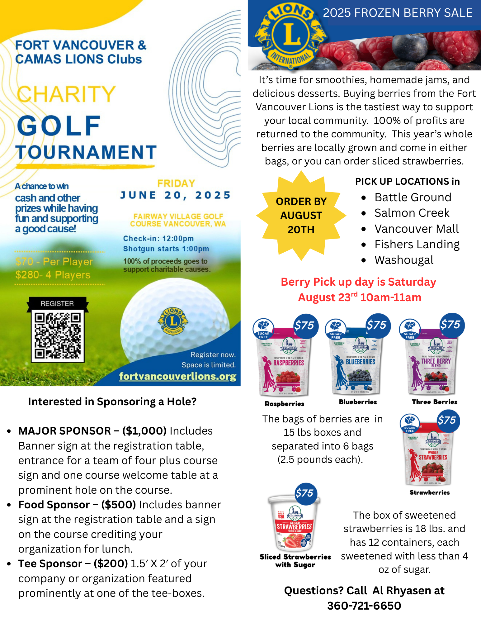 golf-berry Golf Tournament and Frozen Berry Sale
